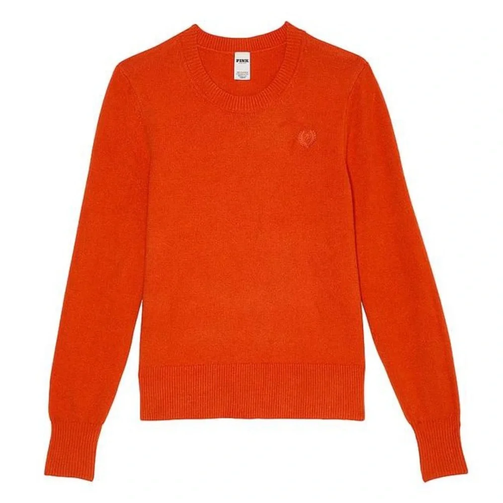 PINK Victoria’s Secret Orange Women’s Collegiate Knit Crewneck Sweater XXL - Picture 4 of 5